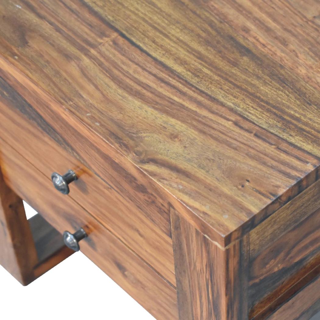 U-Square Bedside Table | Honey Finish | Sculptural Compact Nightstand