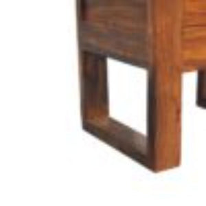 U-Square Bedside Table | Honey Finish | Sculptural Compact Nightstand