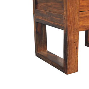 U-Square Bedside Table | Honey Finish | Sculptural Compact Nightstand