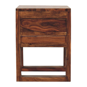 U-Square Bedside Table | Honey Finish | Sculptural Compact Nightstand