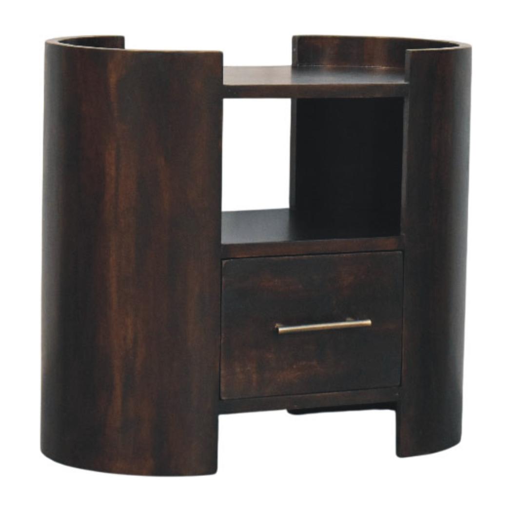 Valencia Bedside Table | Solid Mango Wood | Soft Curved Profile | Compact Nightstand
