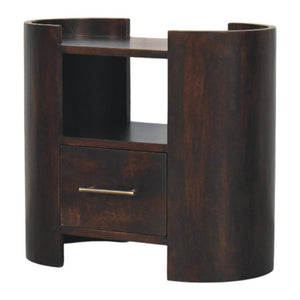 Valencia Bedside Table | Solid Mango Wood | Soft Curved Profile | Compact Nightstand
