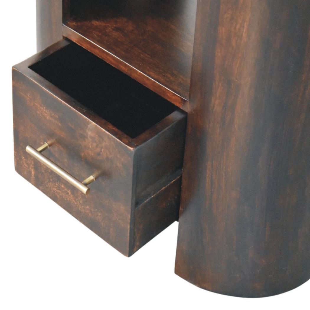 Valencia Bedside Table | Solid Mango Wood | Soft Curved Profile | Compact Nightstand