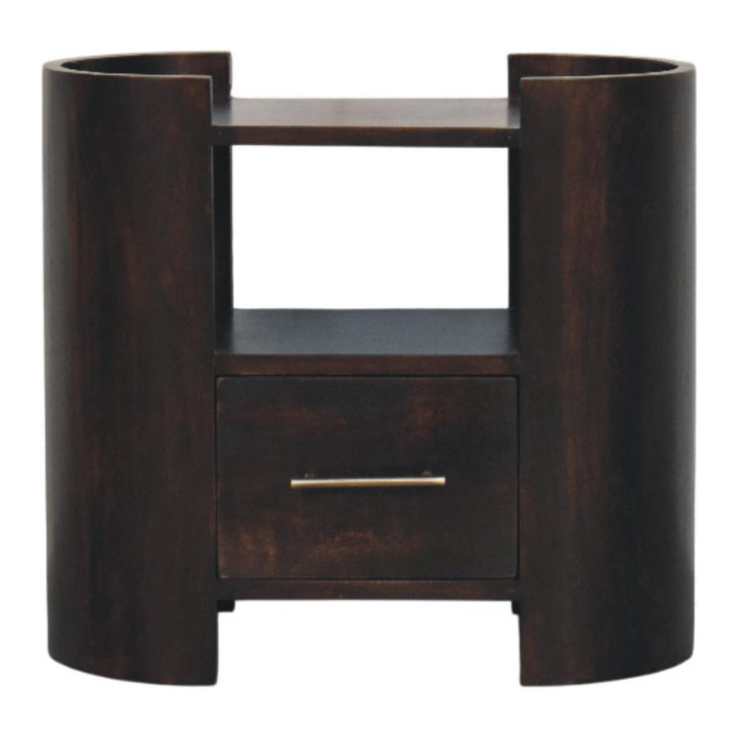 Valencia Bedside Table | Solid Mango Wood | Soft Curved Profile | Compact Nightstand