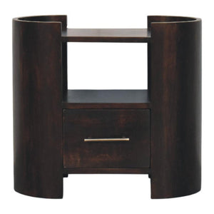 Valencia Bedside Table | Solid Mango Wood | Soft Curved Profile | Compact Nightstand