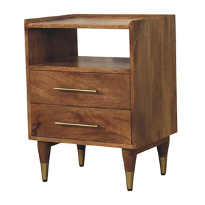 Valenza Brass Accent Bedside | Solid Wood Nightstand with Brass Detail