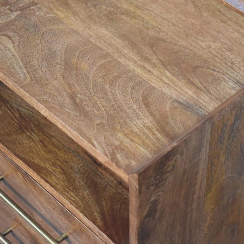 Valenza Brass Accent Bedside | Solid Wood Nightstand with Brass Detail