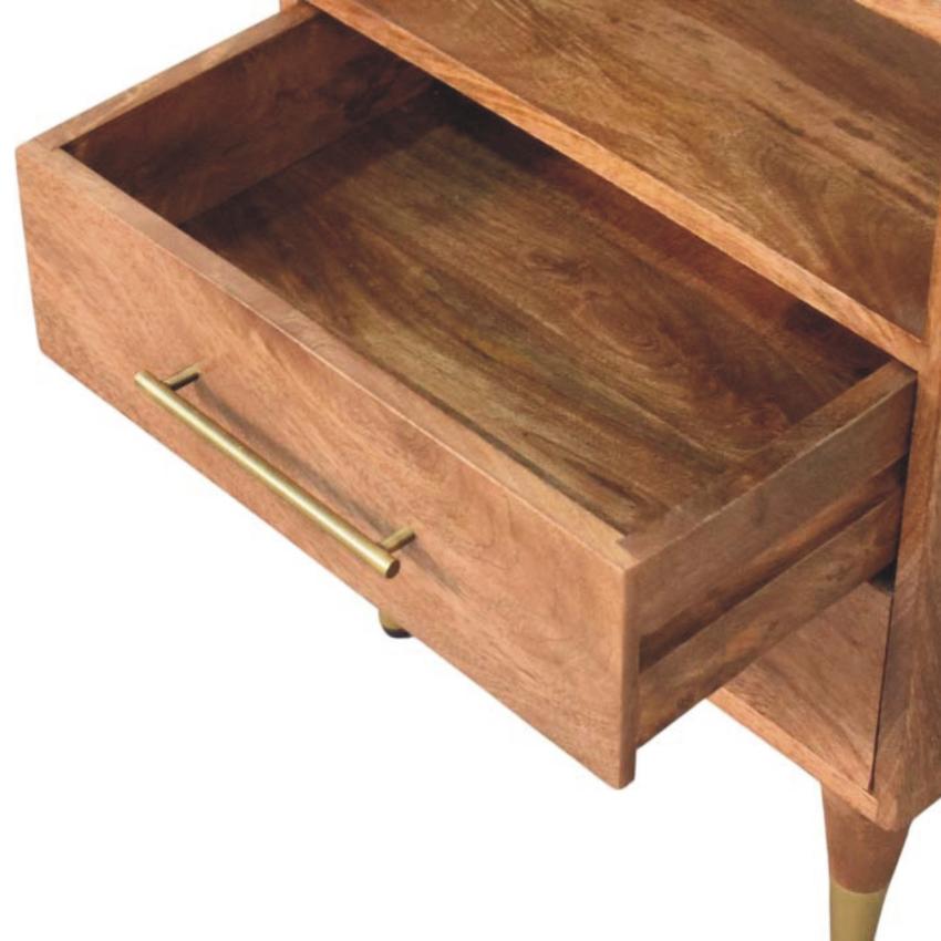 Valenza Brass Accent Bedside | Solid Wood Nightstand with Brass Detail