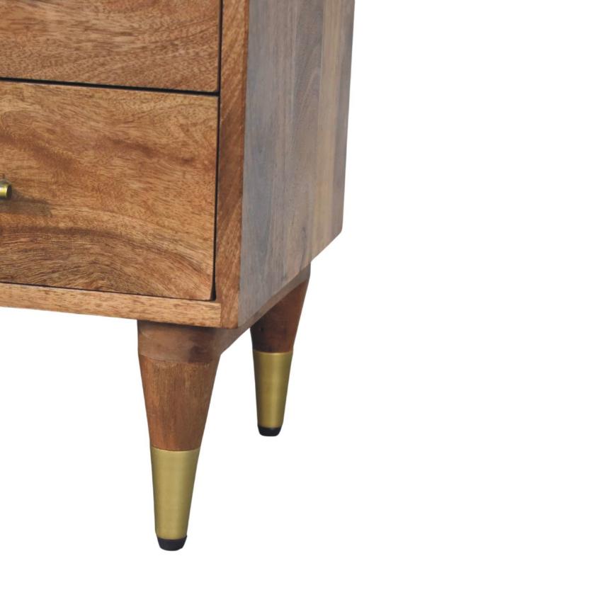 Valenza Brass Accent Bedside | Solid Wood Nightstand with Brass Detail