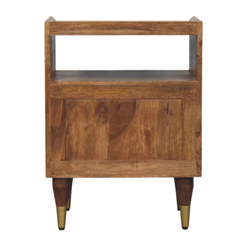 Valenza Brass Accent Bedside | Solid Wood Nightstand with Brass Detail