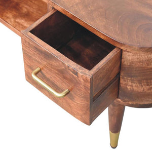 Valenza Curved Media Console | Solid Mango Wood | Roasted Almond Finish | 2 Drawer TV Entertainment Unit