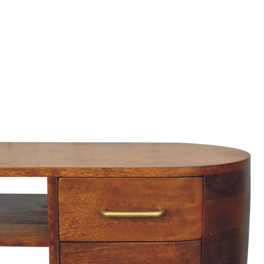 Valenza Curved Media Unit | Solid Wood TV Cabinet with Storage