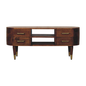 Valenza Curved Media Unit | Solid Wood TV Cabinet with Storage