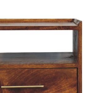 Valenza Open Frame Bedside Table | Solid Mango Wood | Roasted Almond Finish | Open Shelf Nightstand