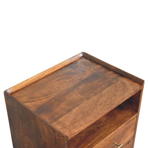 Valenza Open Frame Bedside Table | Solid Mango Wood | Roasted Almond Finish | Open Shelf Nightstand