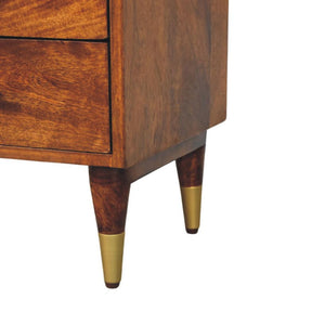 Valenza Open Frame Bedside Table | Solid Mango Wood | Roasted Almond Finish | Open Shelf Nightstand