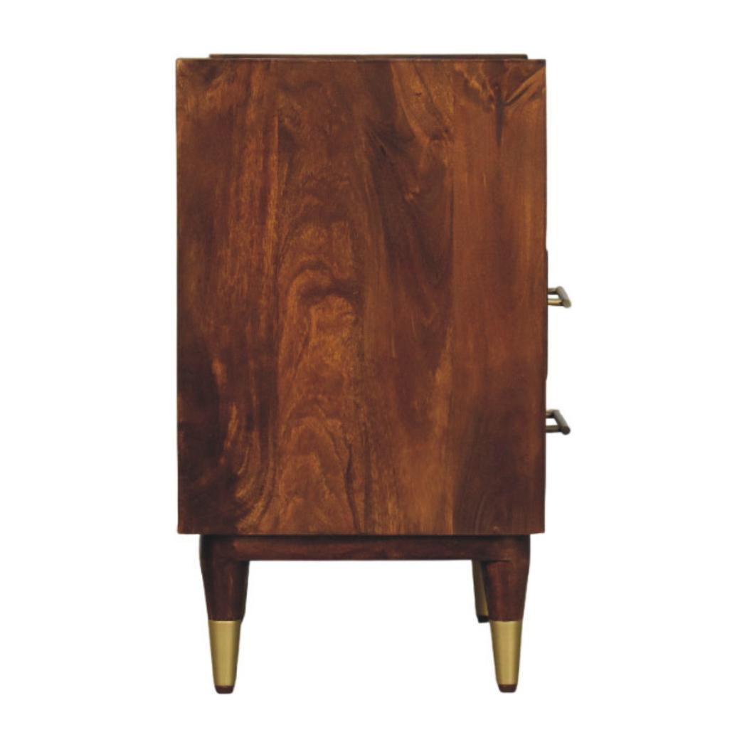 Valenza Open Frame Bedside Table | Solid Mango Wood | Roasted Almond Finish | Open Shelf Nightstand