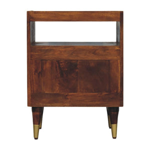 Valenza Open Frame Bedside Table | Solid Mango Wood | Roasted Almond Finish | Open Shelf Nightstand