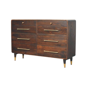 Valenza Six Drawer Chest | Solid Mango Wood | Velvet Mocha Finish | 6 Drawer Storage Dresser