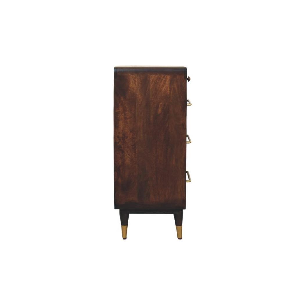 Valenza Six Drawer Chest | Solid Mango Wood | Velvet Mocha Finish | 6 Drawer Storage Dresser