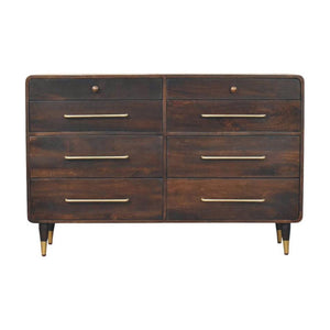 Valenza Six Drawer Chest | Solid Mango Wood | Velvet Mocha Finish | 6 Drawer Storage Dresser