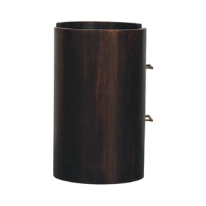 Velvet Mocha Curved Bedside Table | Solid Mango Wood | Mocha Finish | Compact Bedroom Storage