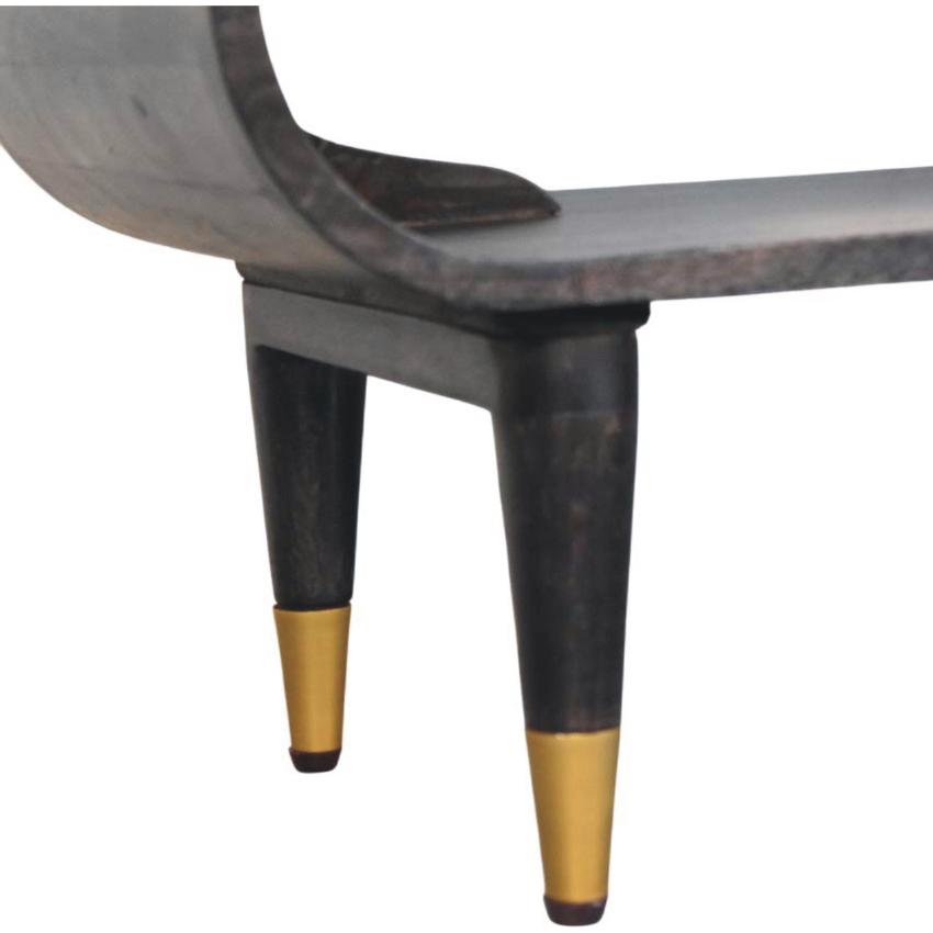 Velvet Mocha Curved Edge Console | Brass Accents | Elegant Entryway Table