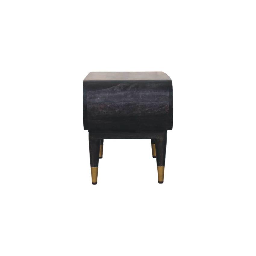 Velvet Mocha Curved Edge Console | Brass Accents | Elegant Entryway Table