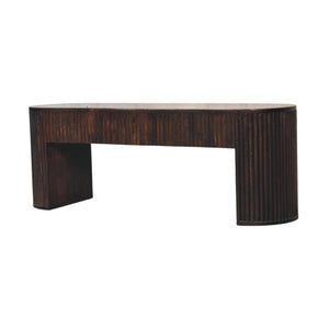 Velvet Mocha Fluted Bench | Solid Mango Wood | Mocha Finish | Textured Hallway Seat