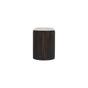 Velvet Mocha Fluted Bench | Solid Mango Wood | Mocha Finish | Textured Hallway Seat