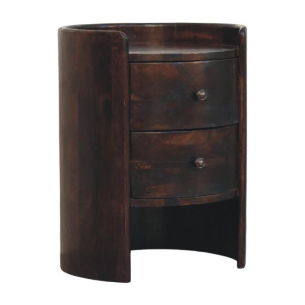 Velvet Mocha Round Side Table | Modern Accent Table
