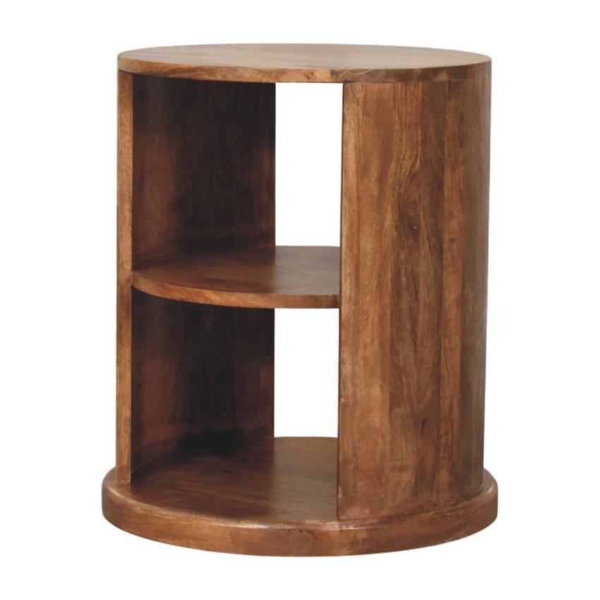 Ventura Open Round Side Table | Sculptural Timber Accent Table