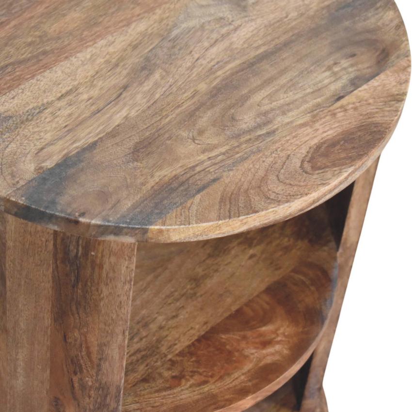 Ventura Open Round Side Table | Sculptural Timber Accent Table