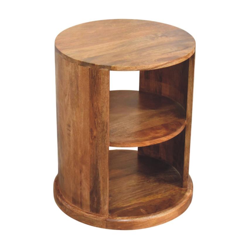 Ventura Open Round Side Table | Sculptural Timber Accent Table