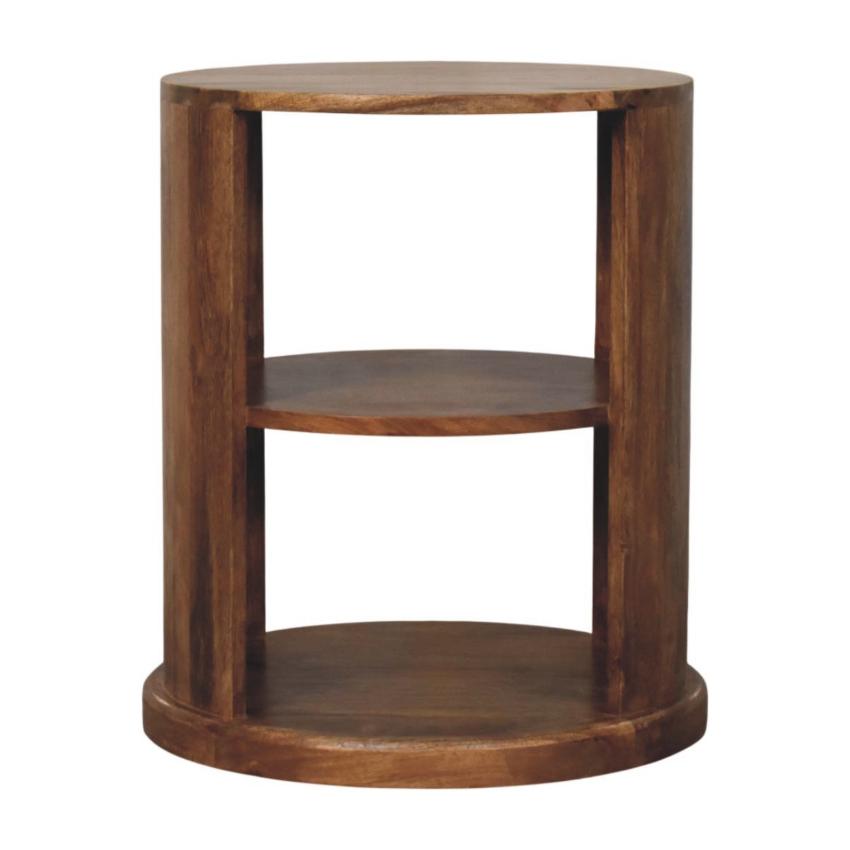 Ventura Open Round Side Table | Sculptural Timber Accent Table