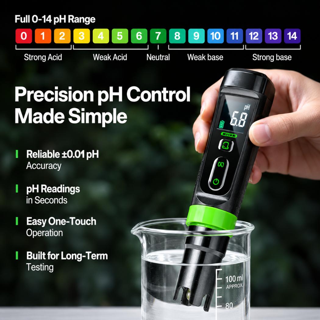 VIVOSUN AeroLab P30 Digital pH Meter | ±0.01 pH Accuracy, ATC & Replaceable Probe