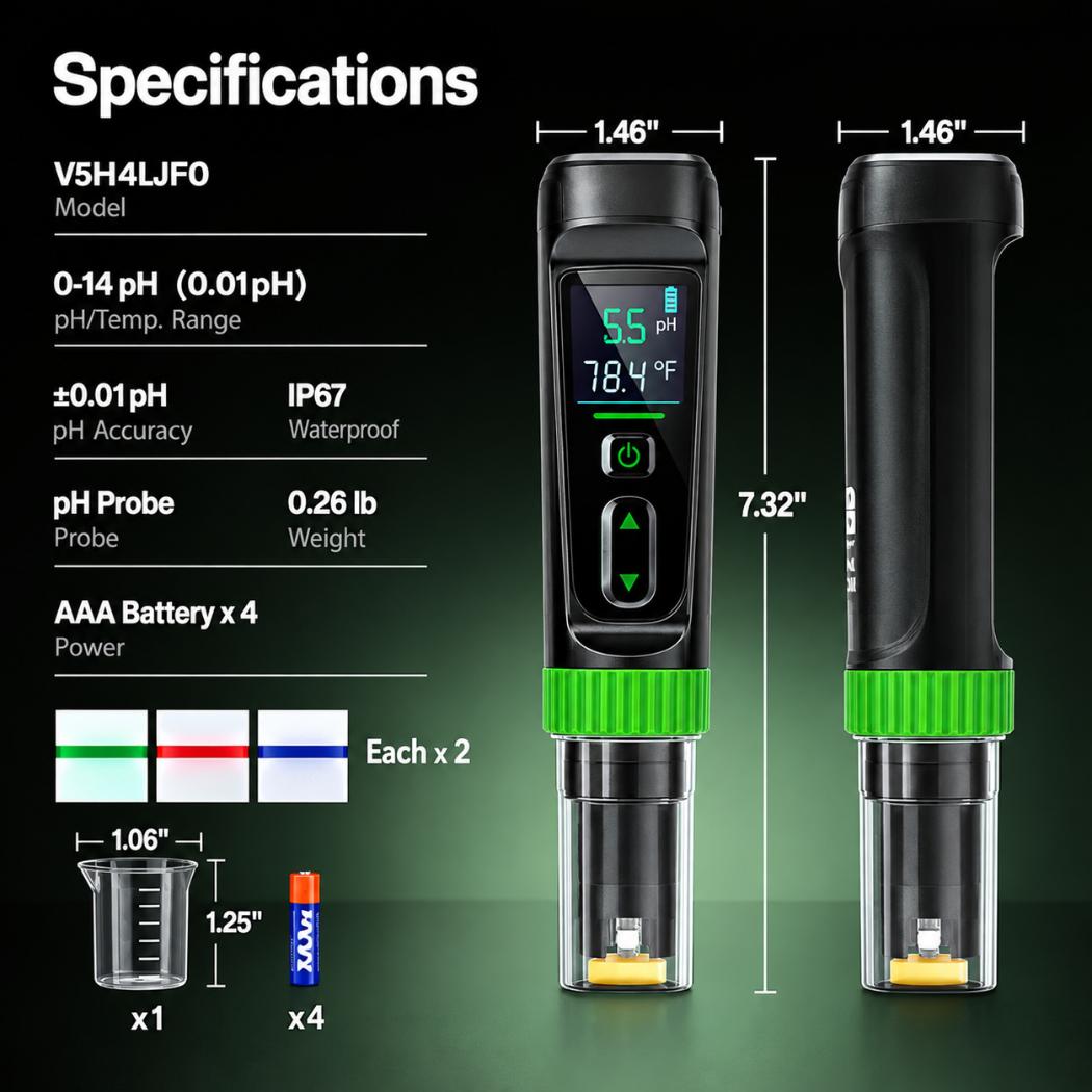 VIVOSUN AeroLab P30 Digital pH Meter | ±0.01 pH Accuracy, ATC & Replaceable Probe