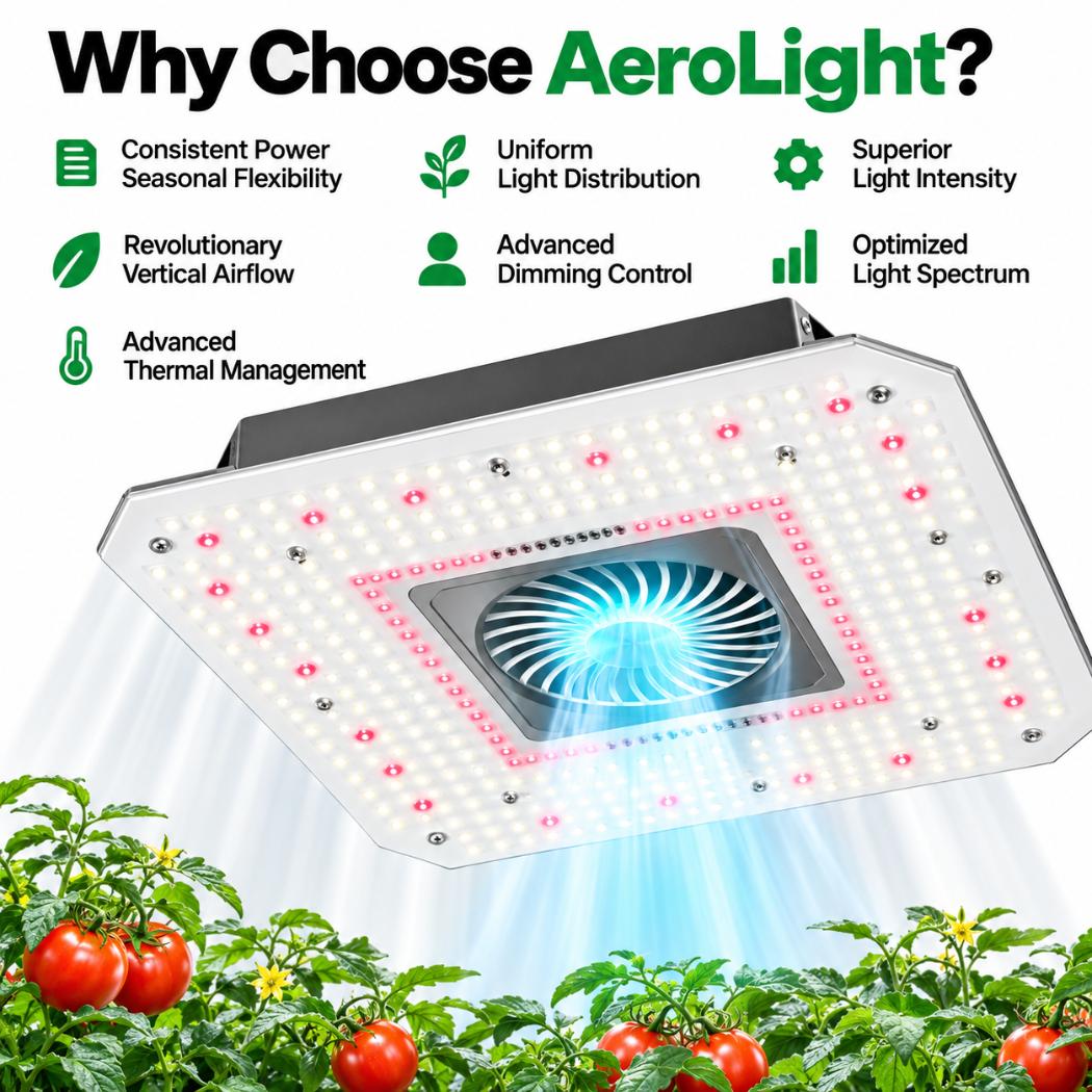 AeroLight 180W LED Grow Light, Indoor Plant Light with Circulation Fan for Grow Tent Cooling Ventilation, Tunable Full Spectrum, Support App Control, GrowHub Compatible, 2.7x2.7ft Coverage