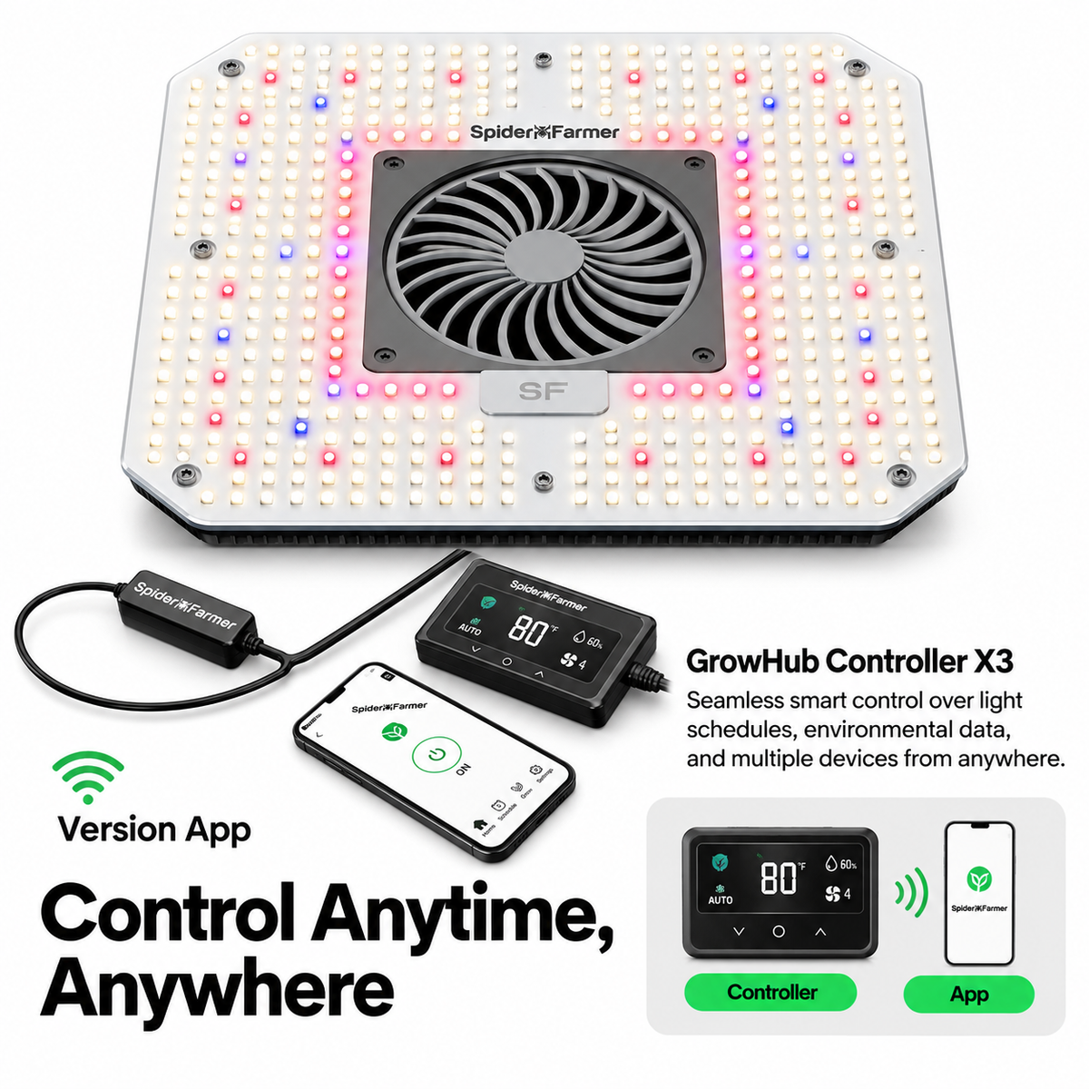 VIVOSUN AeroLight 240W LED Grow Light | Tunable Full Spectrum, Integrated Airflow & 4x2 ft Coverage