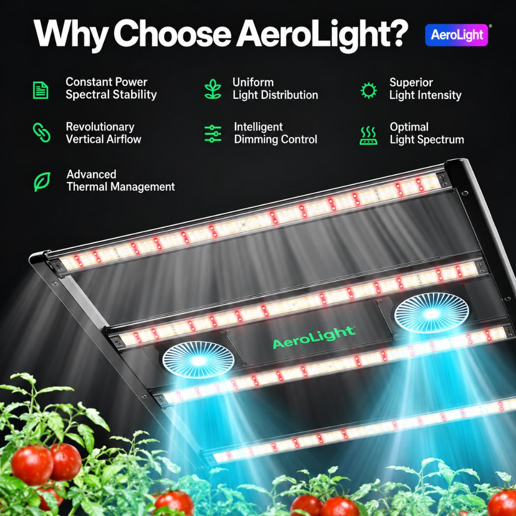 VIVOSUN AeroLight 350W LED Grow Light | Tunable Full Spectrum, Integrated Airflow & 3x3 ft Coverage