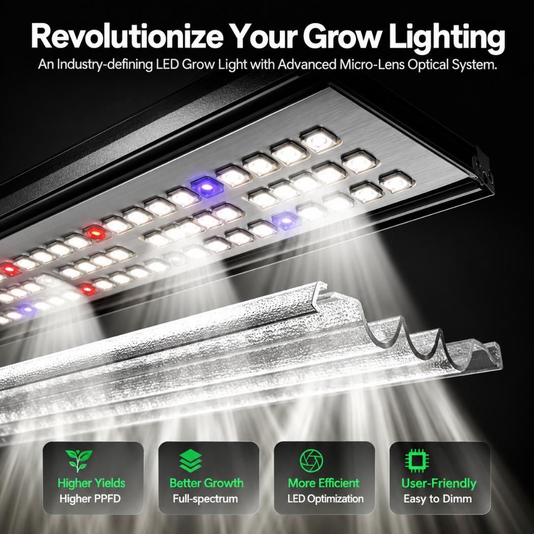 VIVOSUN AeroLight 550W LED Grow Light | Tunable Full Spectrum, Integrated Airflow & GrowHub App Control | 4x4 ft Coverage