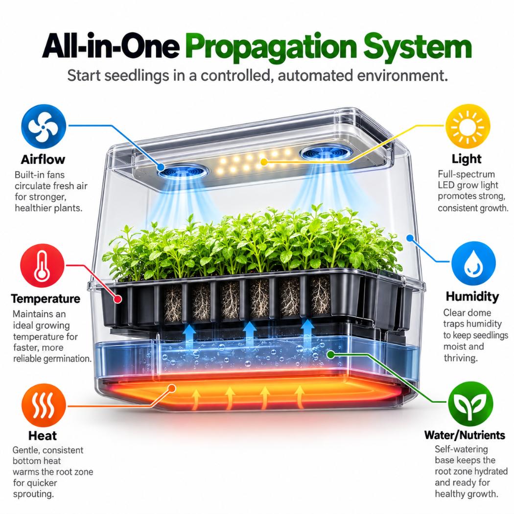 VIVOSUN VSeed S40 Smart Seedling Box | 40-Cell Seed Starting & Cloning System with Ebb & Flow Irrigation