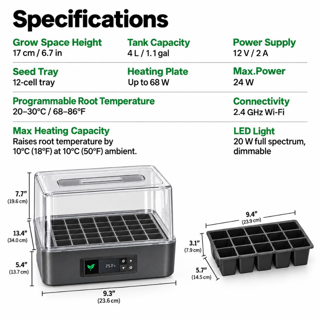 VIVOSUN VSeed S40 Smart Seedling Box | 40-Cell Seed Starting & Cloning System with Ebb & Flow Irrigation