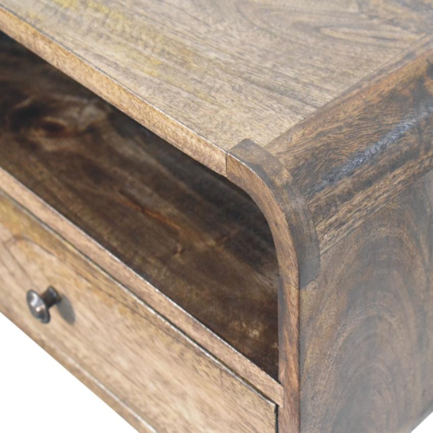 Wall-Mount Open Slot Bedside | Floating Solid Wood Nightstand