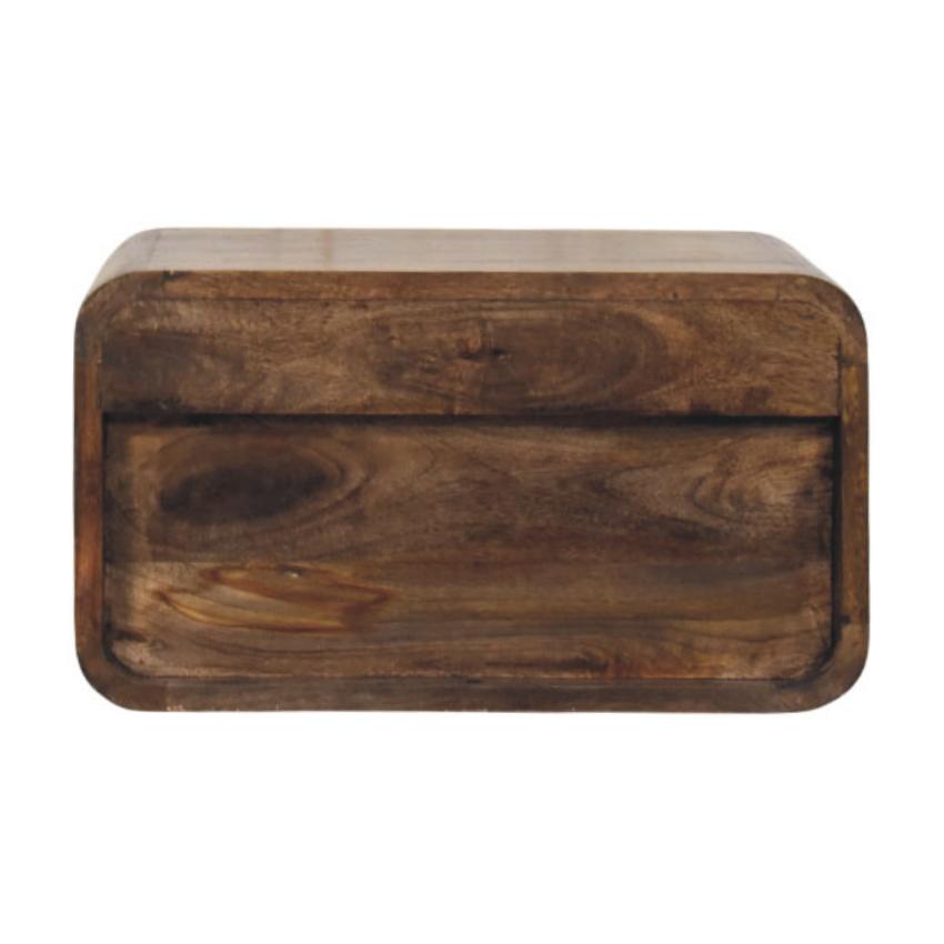 Wall-Mount Open Slot Bedside | Floating Solid Wood Nightstand