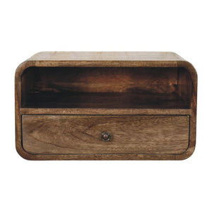 Wall-Mount Open Slot Bedside | Floating Solid Wood Nightstand