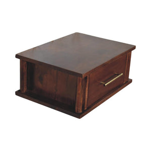 Wall-Mounted Bedside Table | Brass Handle | Floating Storage Design