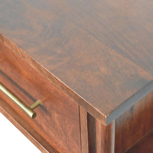 Wall-Mounted Bedside Table | Brass Handle | Floating Storage Design