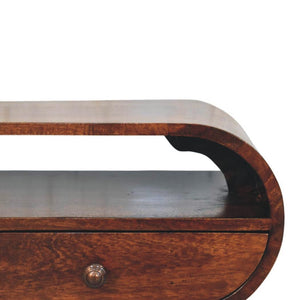 Walnut Curved Media Unit | 2 Drawer TV Storage