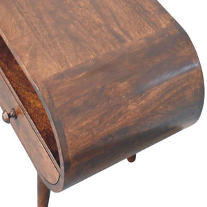 Walnut Curved Media Unit | 2 Drawer TV Storage